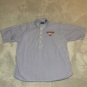 Vintage AM Player Shirt Mens XL Blue White Striped Las Vegas Cup Lake Mead Polo